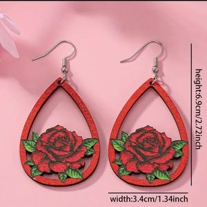 Valentines rose earrings